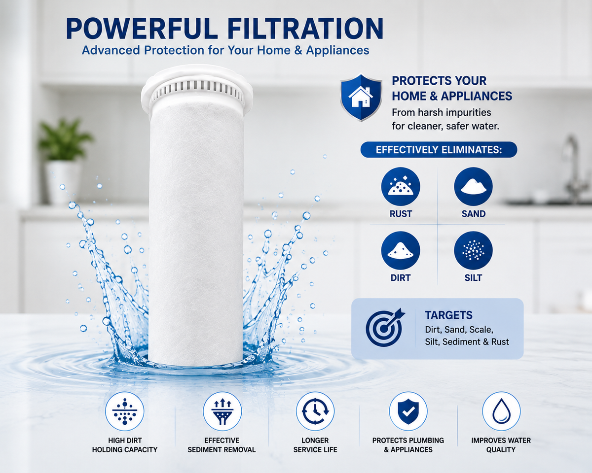 2pcs Bag Filter for Water Tank, 5 Micron Sediment Filter for Overhead Water Tank & 20 Inch Big Blue Housing