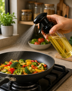 2-in-1 Kitchen Oil Combo Set - 200ml Glass Oil Sprayer Bottle + 250ml Oil Dispenser Jar with Silicone Basting Brush
