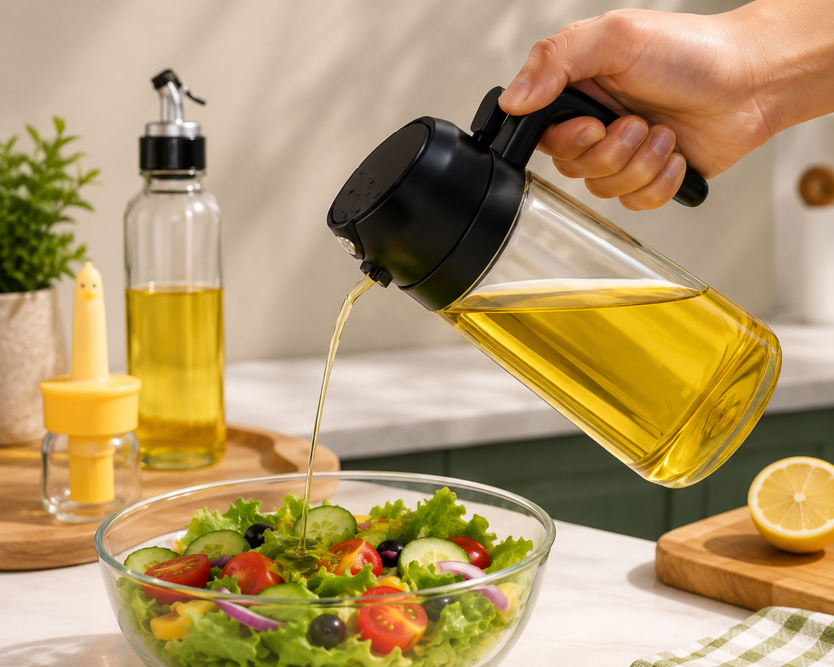Oil Dispenser Combo – Pourer, Mister & Silicone Brush (Pack of 3)