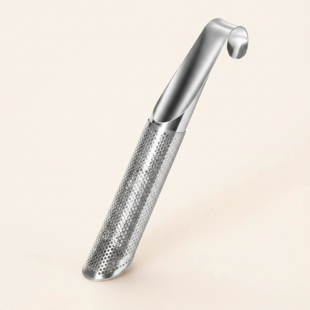 Close-up of the fine mesh stainless steel tea infuser