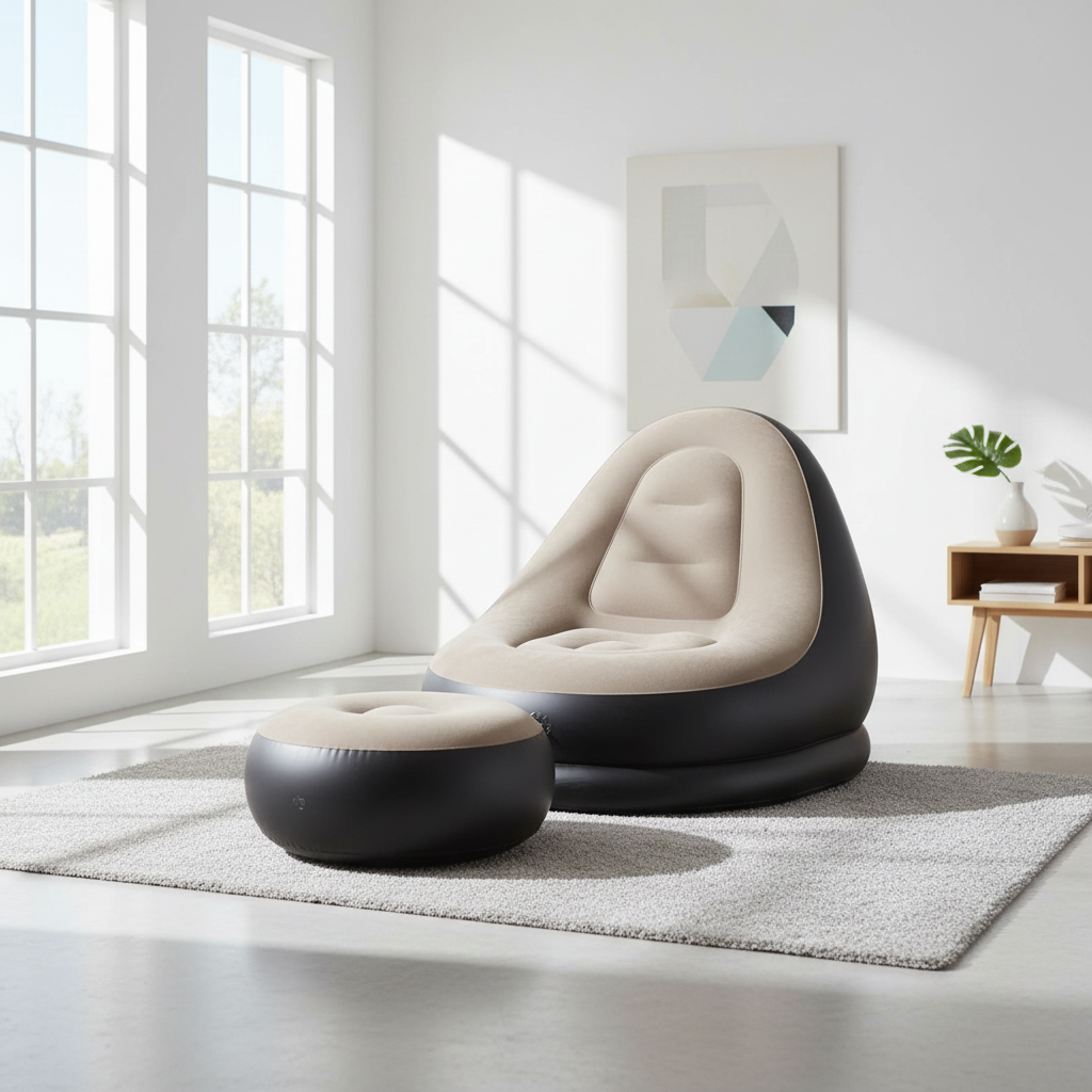 Inflatable air sofa in a bright modern living room