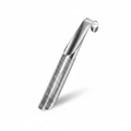 Stainless steel tea infuser with a curved hook on white background