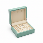 Jewellery Packaging Box - Teal Open with Compartments
