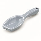 Plastic fish scale scraper on a clean background