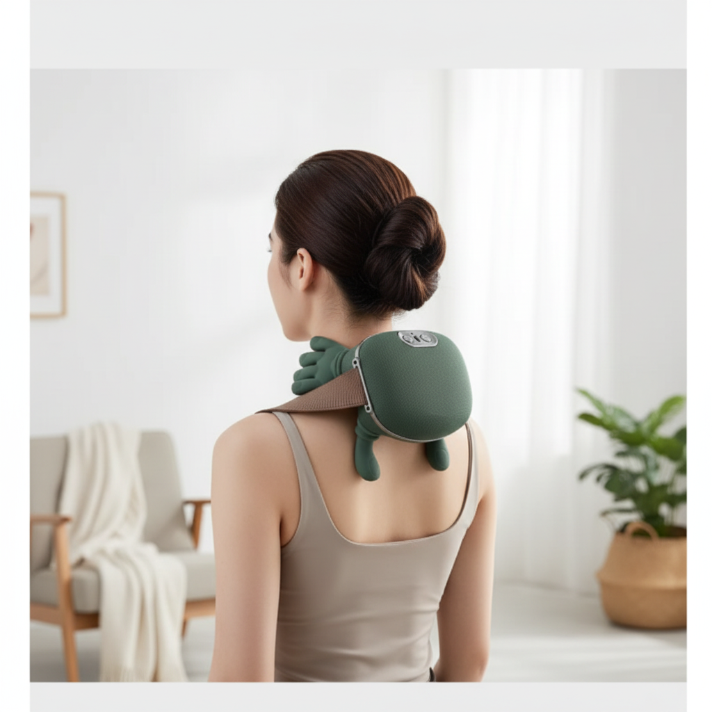 Shoulder and neck massager worn around the shoulders